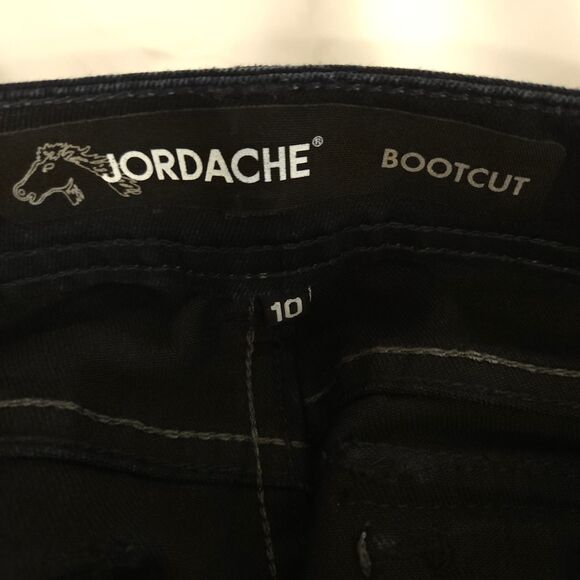 Jordache Womens 10 34x31 Navy Blue Bootcut Stretch Beaded Bedazzled Jeans - Picture 4 of 8